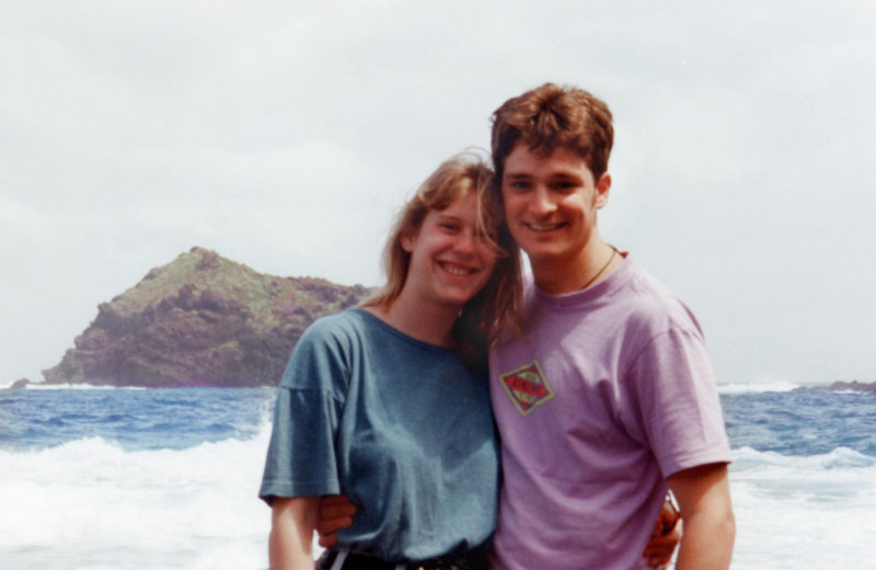 Hev and Ste on holiday in 1997