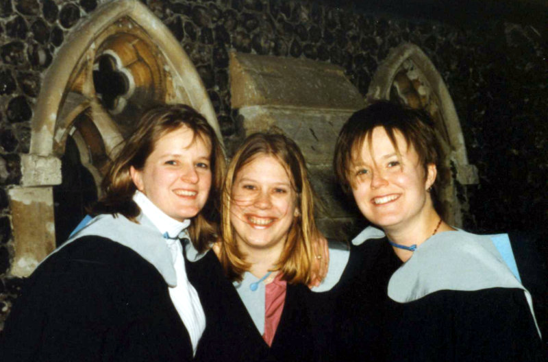 Emma, Heather and Hester at graduation in 2000