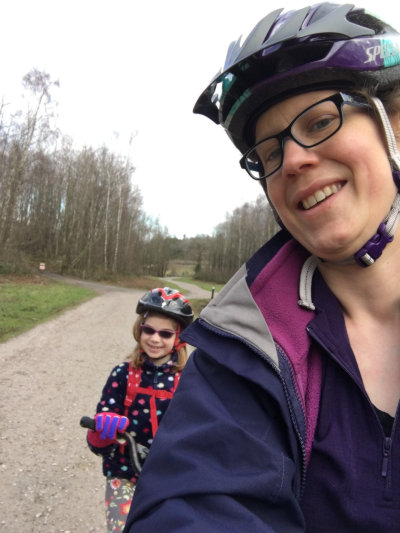 cycling with Zoe on a tagalong