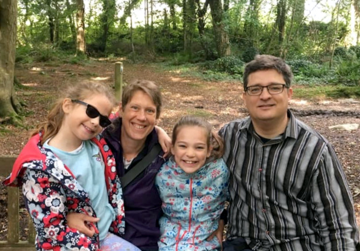Zoe, Heather, Natasha and Steve in some woods in 2019