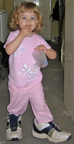 Cheerios and raisins taste better in Daddy's shoes Cheerios and raisins taste better in Daddy's shoes