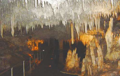 stalactites and stalagmites in Lake Cave near Margaret River
