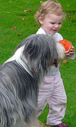 Lola and Natasha play ball