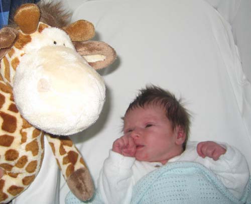 Estelle Fern Newington and friendly giraffe