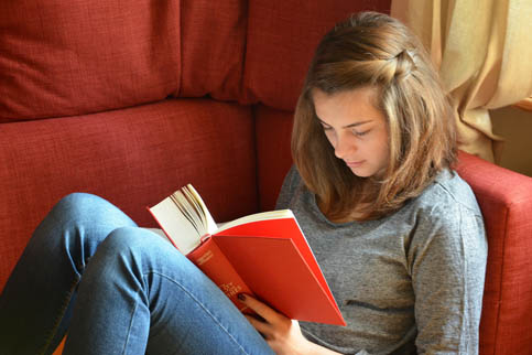 a girl reading a book